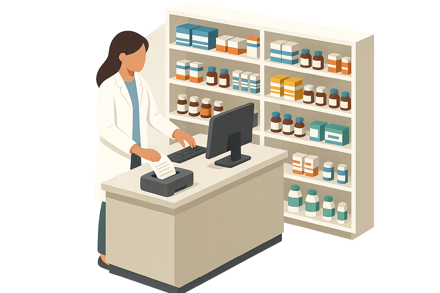 Farmacista che stampa